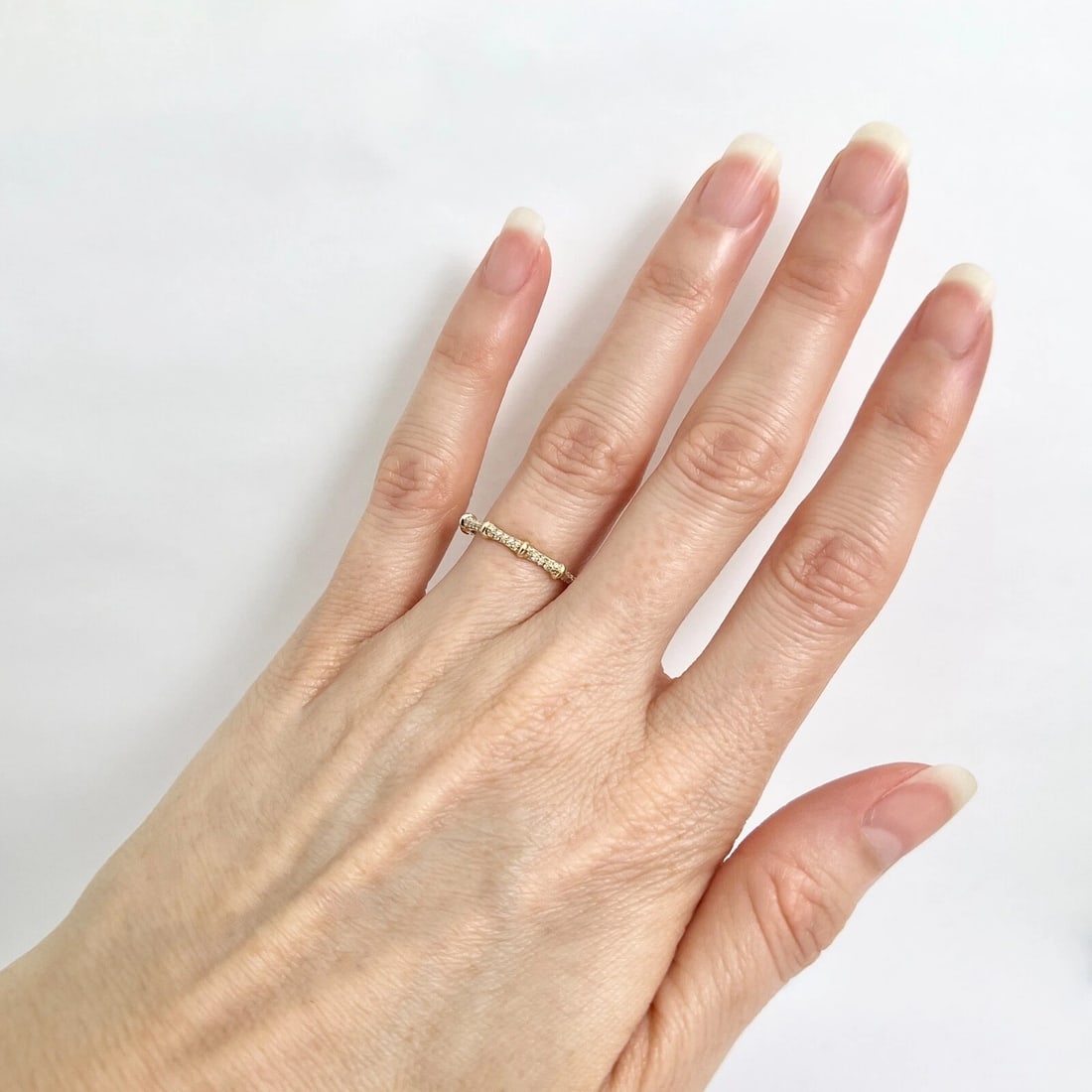 Pave Diamond Bamboo Band Ring 14K Yellow Gold, .21 CTW - 4