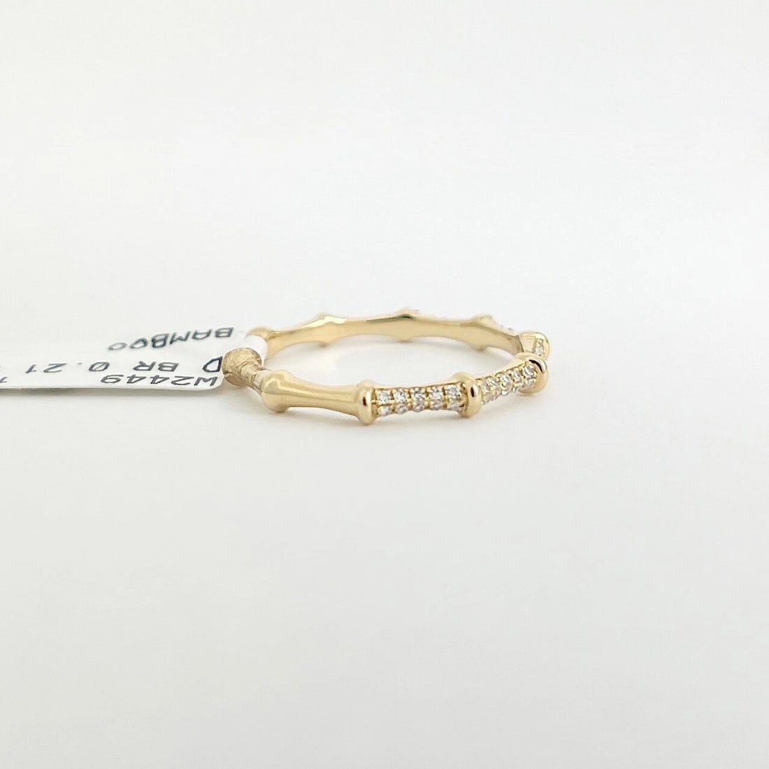 Pave Diamond Bamboo Band Ring 14K Yellow Gold, .21 CTW - 7