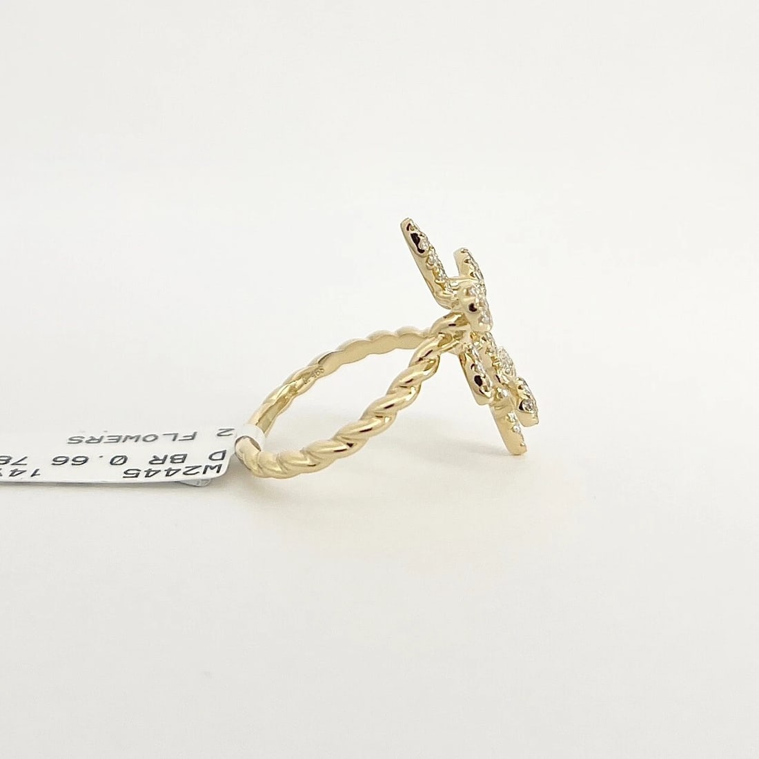 Pave Diamond Flower Floral Statement Ring 14K Yellow Gold, Size 6.75, .46 CTW - 7