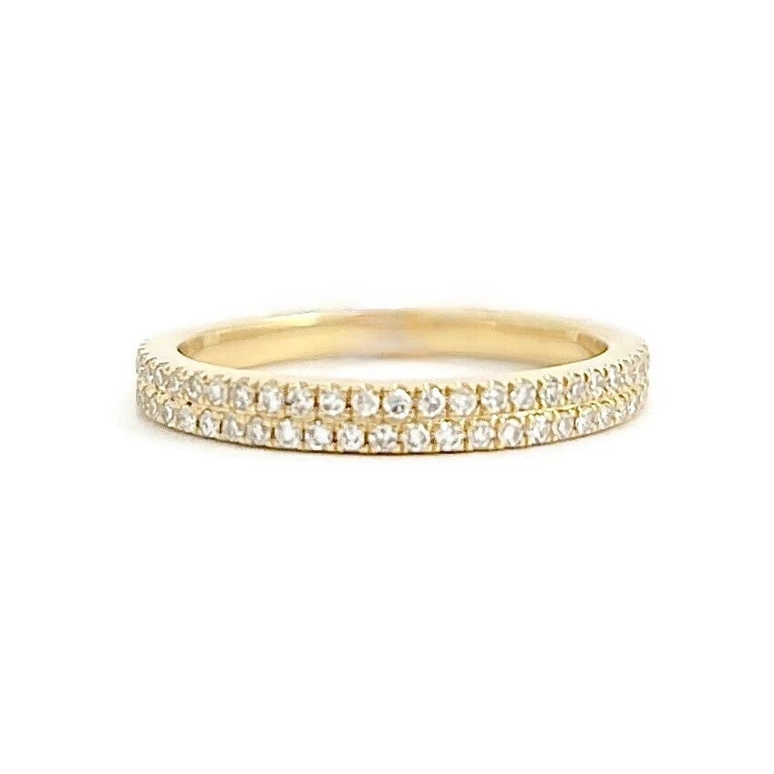 Pave Diamond Band Pinky Midi Ring 14K Yellow Gold, Size 3, .24 CTW (1 of 9)