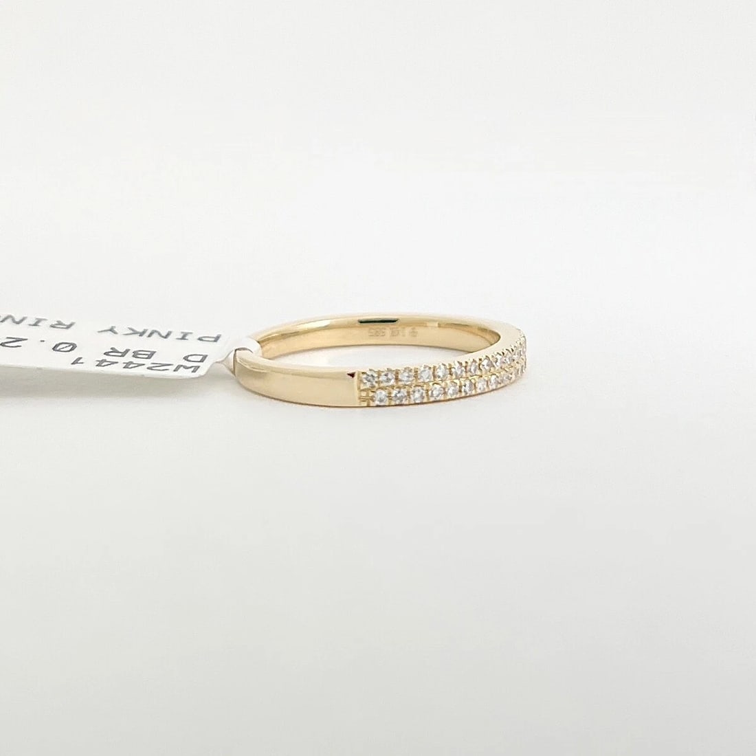 Pave Diamond Band Pinky Midi Ring 14K Yellow Gold, Size 3, .24 CTW - 8