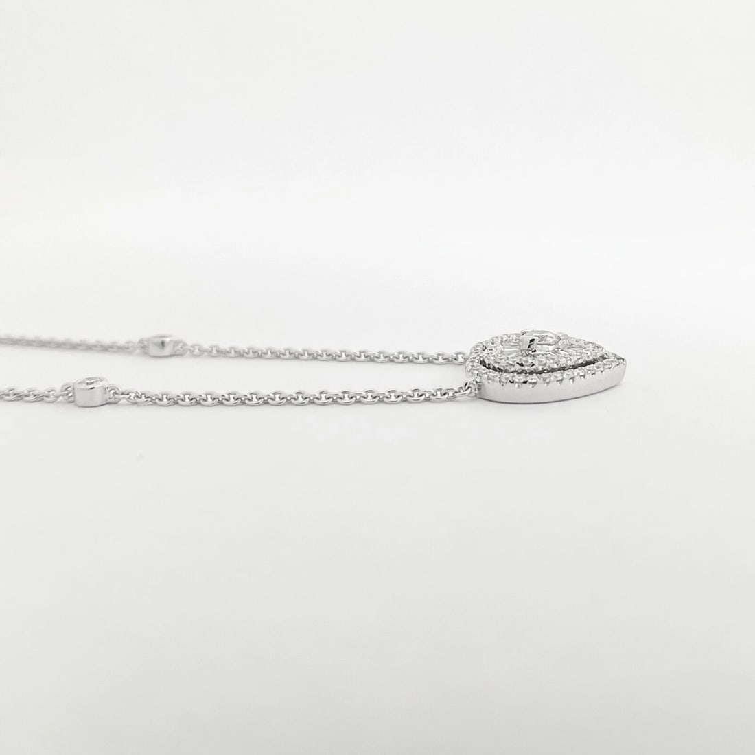 Italian Baguette Diamond Halo Heart Pendant Necklace 18K White Gold, 1.87 CTW - 7