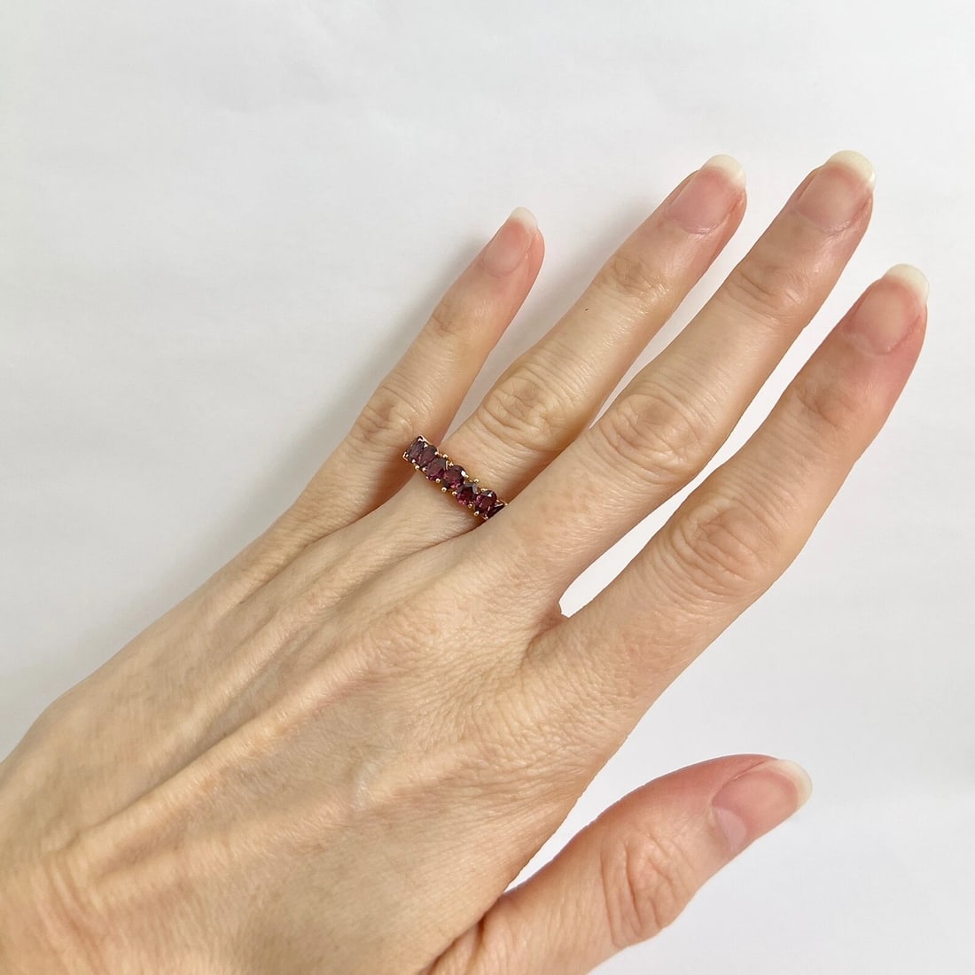 Pear Rhodolite Garnet Gemstone Band Ring 14K Yellow Gold, 1.67 CTW - 5