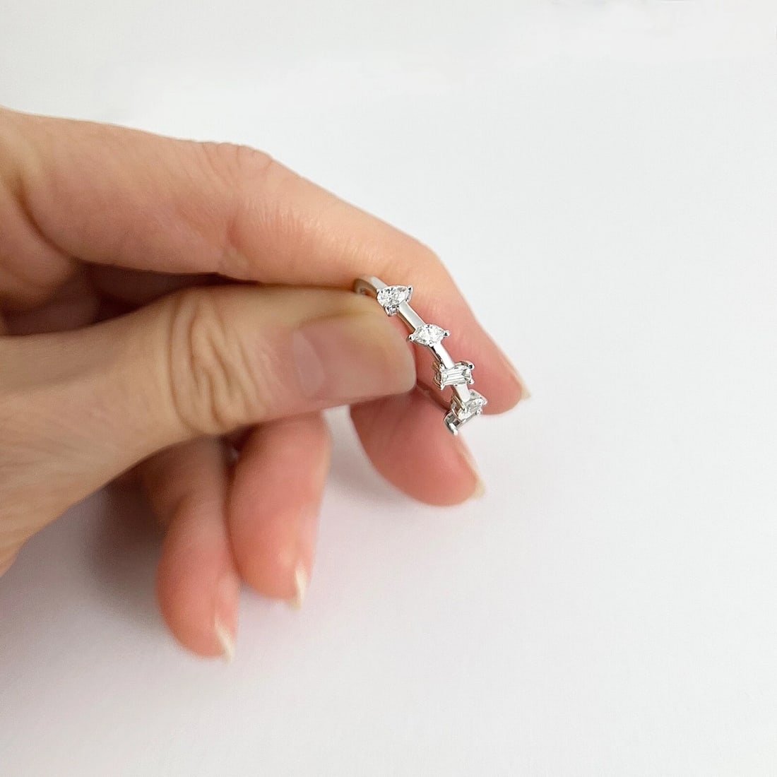 5-Stone Mixed Multi-Shape Diamond Statement Ring Band 14K White Gold, .35 CTW - 3