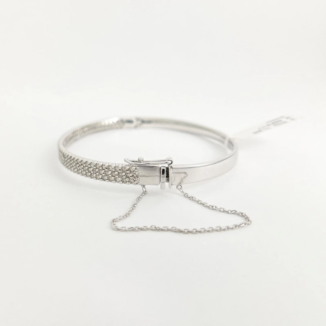 Champagne Pave Diamond Bangle Bracelet 14K White Gold, 1.55 CTW - 7