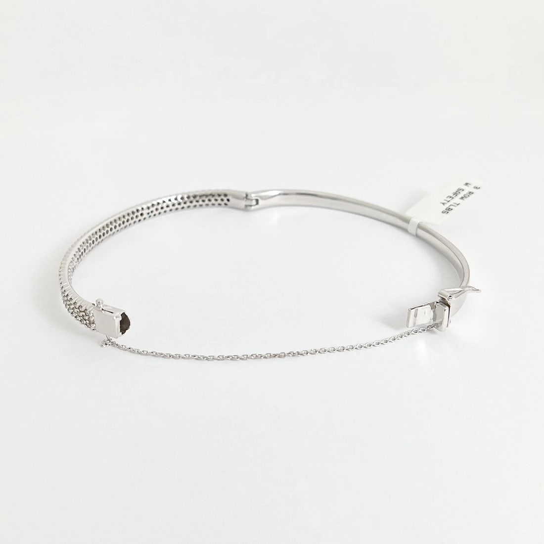 Champagne Pave Diamond Bangle Bracelet 14K White Gold, 1.55 CTW - 8