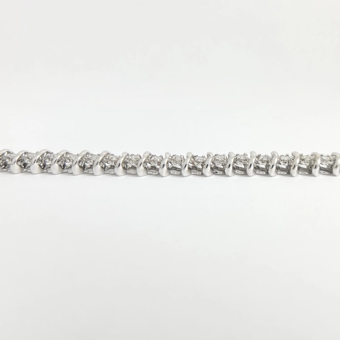 Round Diamond S-Link Tennis Bracelet 14K White Gold, 2.05 CTW - 8