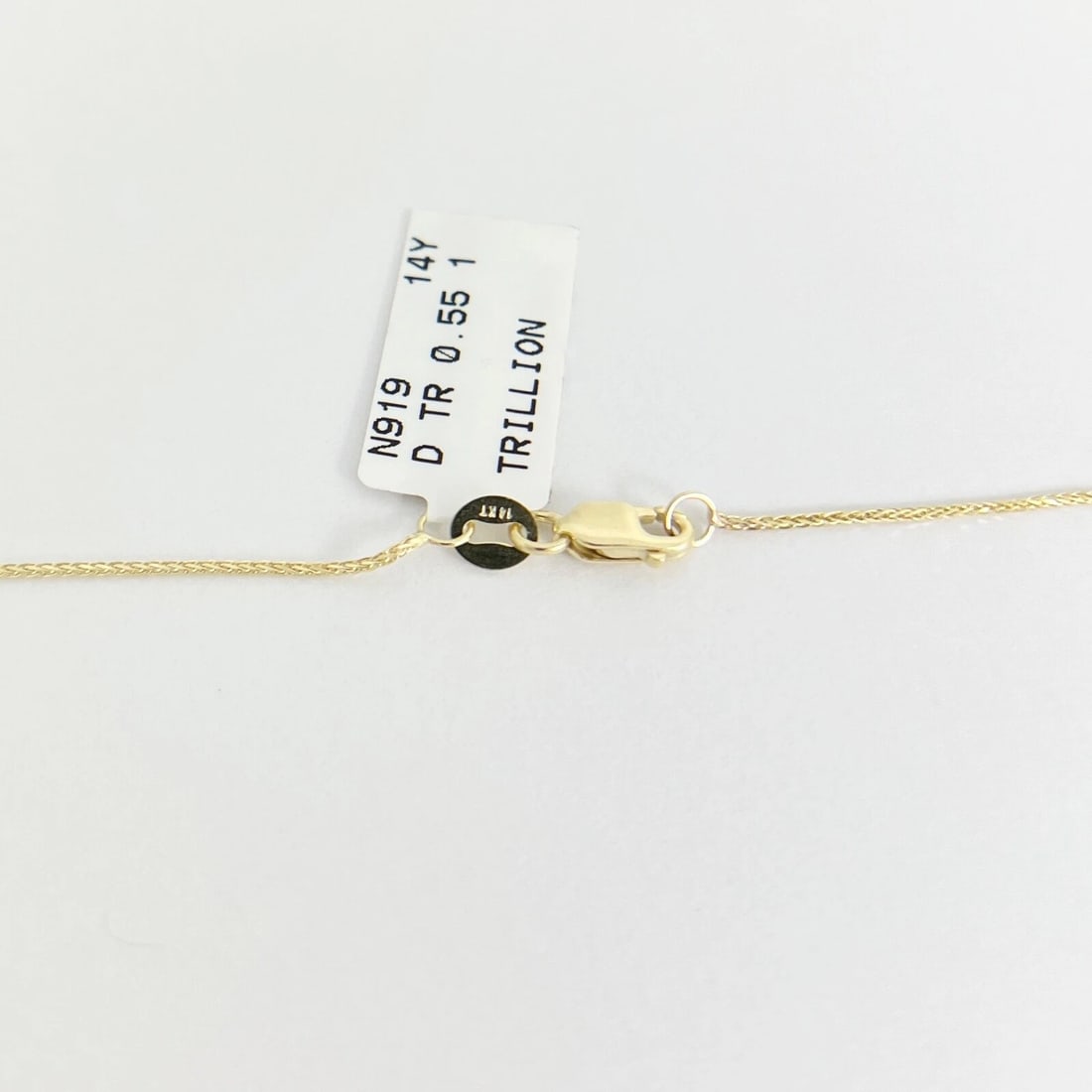 Trillion Solitaire Diamond Triangle Pendant Necklace 14K Yellow Gold, .55 CT - 7