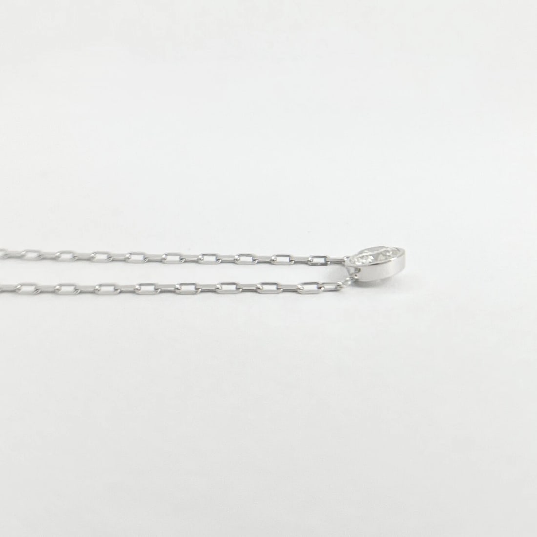 Round Bezel Solitaire Diamond Pendant Necklace 14K White Gold .61 CT - 6