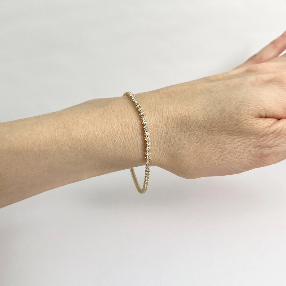 Round Diamond Buttercup-Set Tennis Bracelet 14K Yellow Gold 6.75 Inches 1.05 CTW - 5