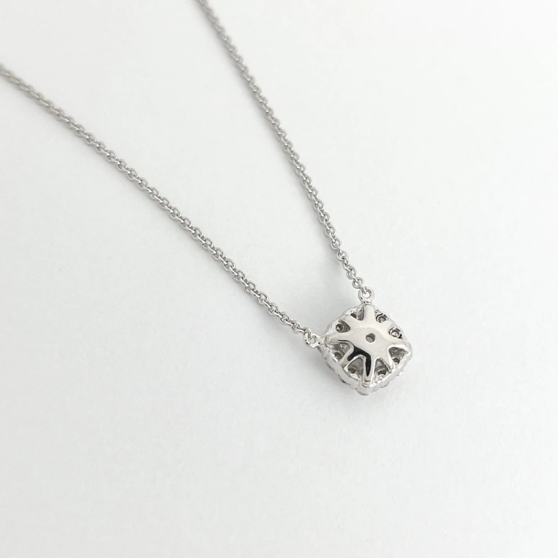 Cushion Halo Round Diamond Pendant Necklace 14K White Gold, 18 Inches, .68 CTW - 7