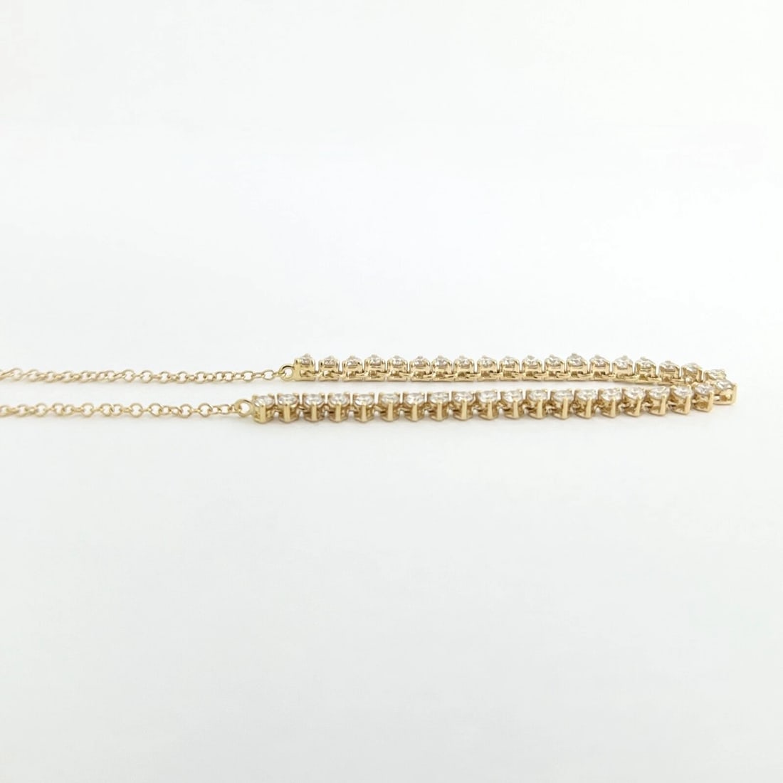 Half Diamond Tennis Chain Necklace 14K Yellow Gold Adjustable, .85 CTW - 6