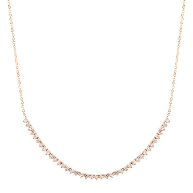 Half Diamond Tennis Chain Necklace 14K Pink Rose Gold Adjustable, .85 CTW: Half Diamond Tennis Chain Necklace 14K Pink Rose Gold Adjustable, .85 CTW Make a statement with this beautiful necklace. Please let us know if you have any questions :) Diamonds: 39 round brilliant