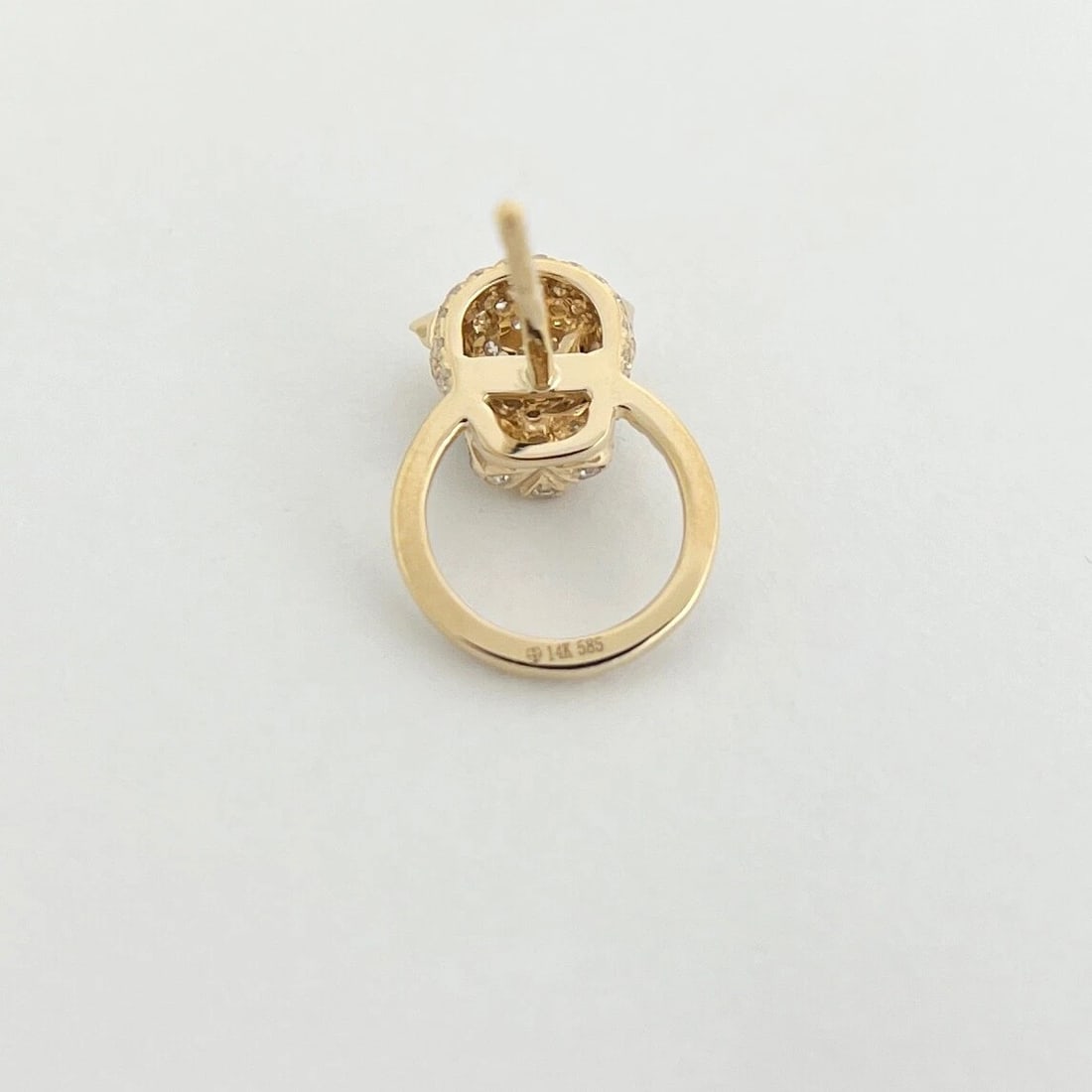 Pave Diamond Emerald Panther Drop Stud Earrings 14K Yellow Gold .57 CTW - 6