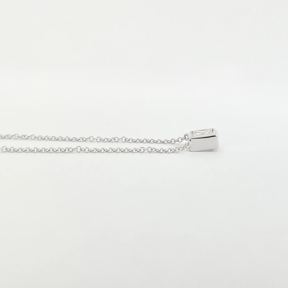 GIA Princess Bezel Solitaire Diamond Pendant Necklace 14K White Gold .50 CT - 6