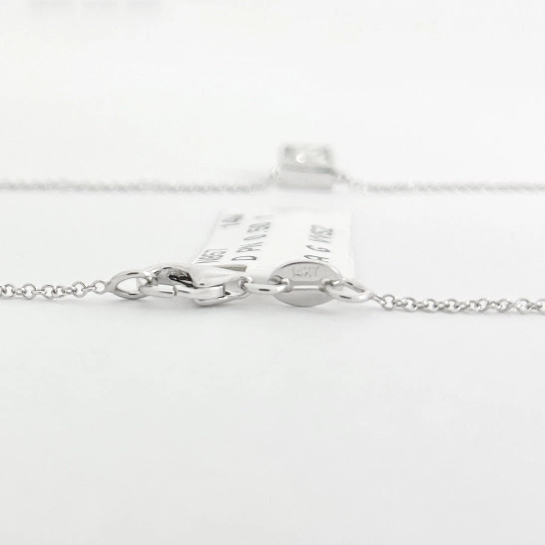 GIA Princess Bezel Solitaire Diamond Pendant Necklace 14K White Gold .50 CT - 9