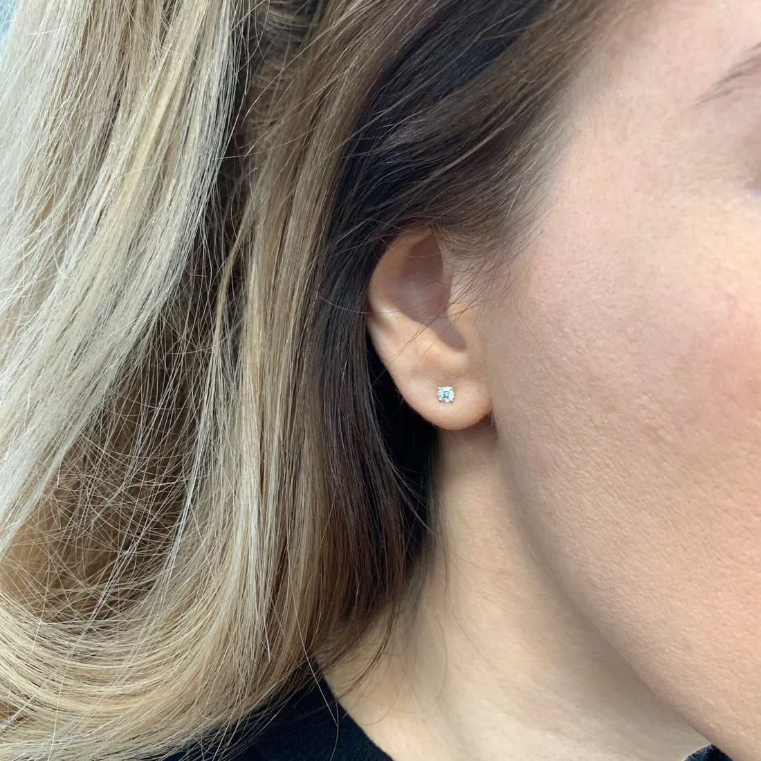 Round Diamond Stud Earrings 14K White Gold 4-Prong Martini, .33 CTW - 5