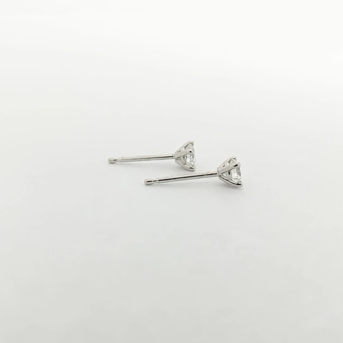 Round Diamond Stud Earrings 14K White Gold 4-Prong Martini, .33 CTW - 6