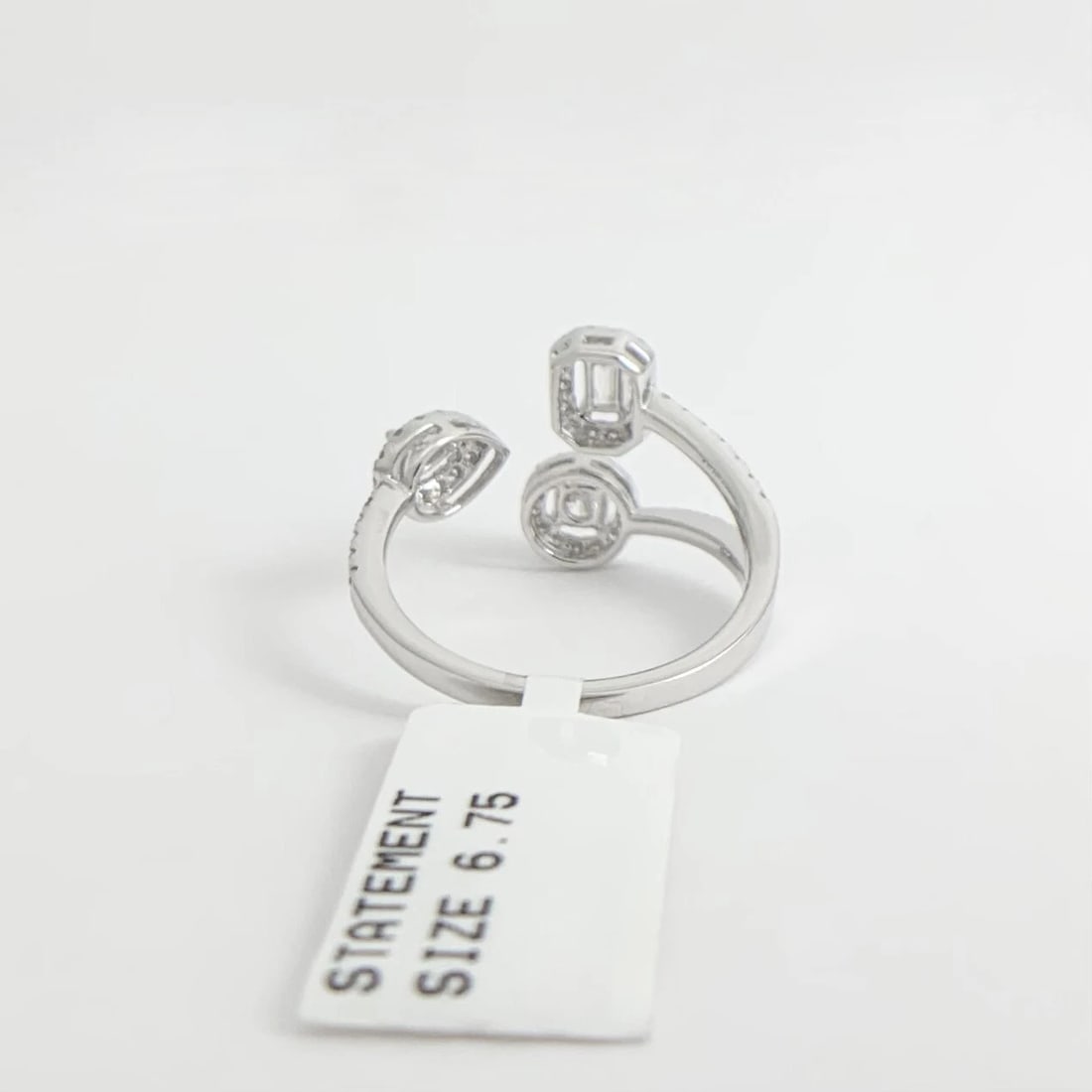 Multishape Diamond Halo Wrap Statement Ring 18K White Gold, .71 CTW - 9