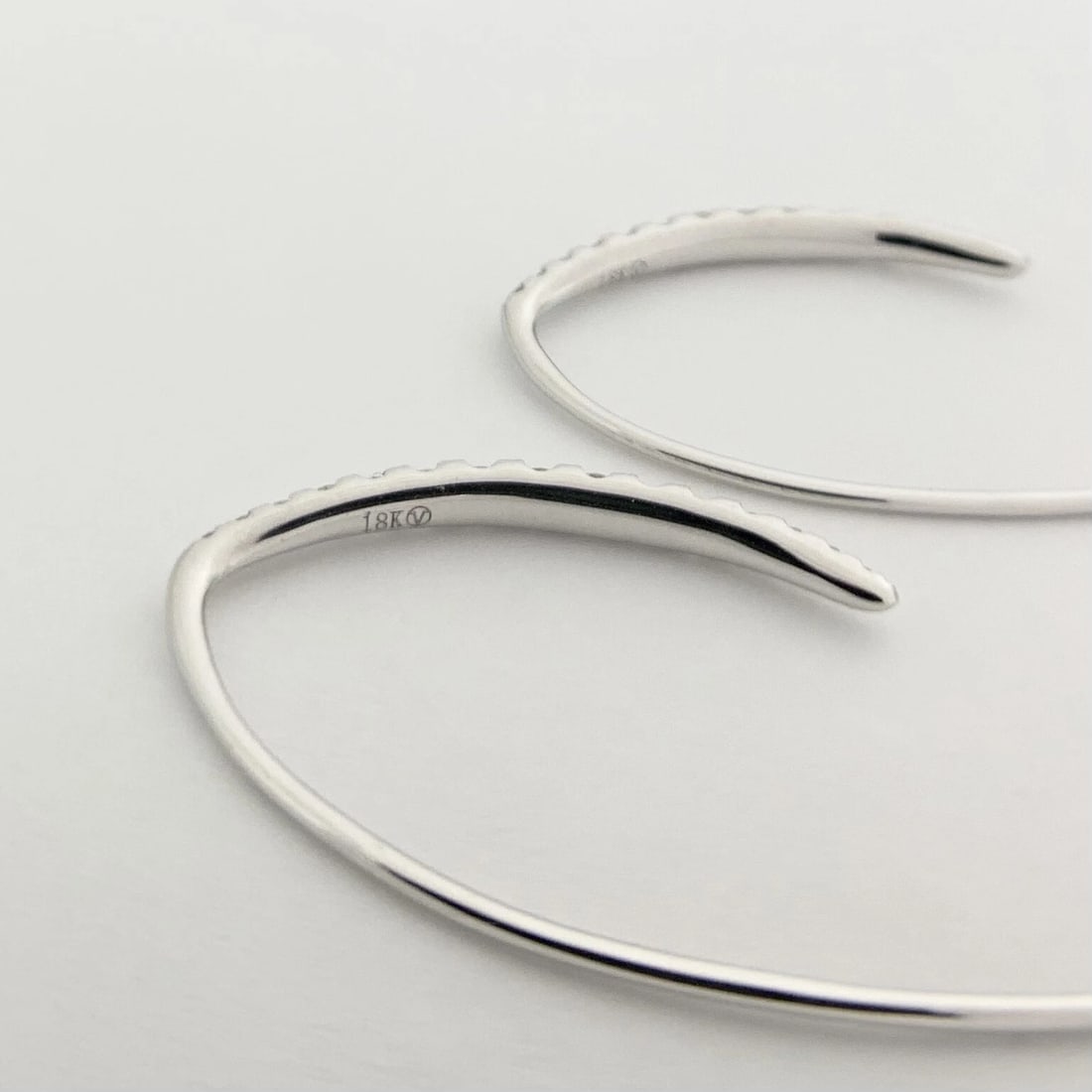 Long Diamond Drop Hook Earrings 18K White Gold .76 CTW - 10