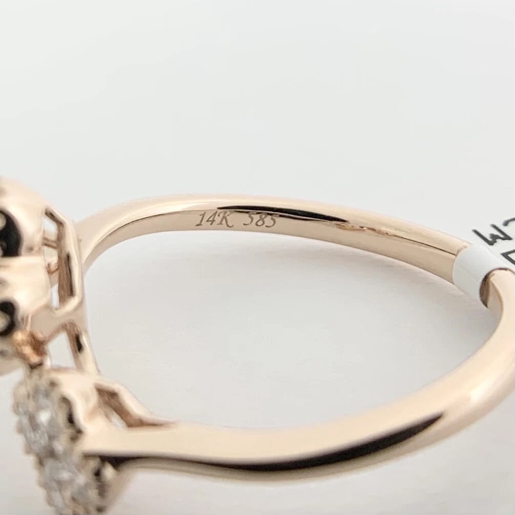 Cluster Diamond Clover Milgrain Bypass Wrap Ring 14K Pink Rose Gold, .80 CTW - 9