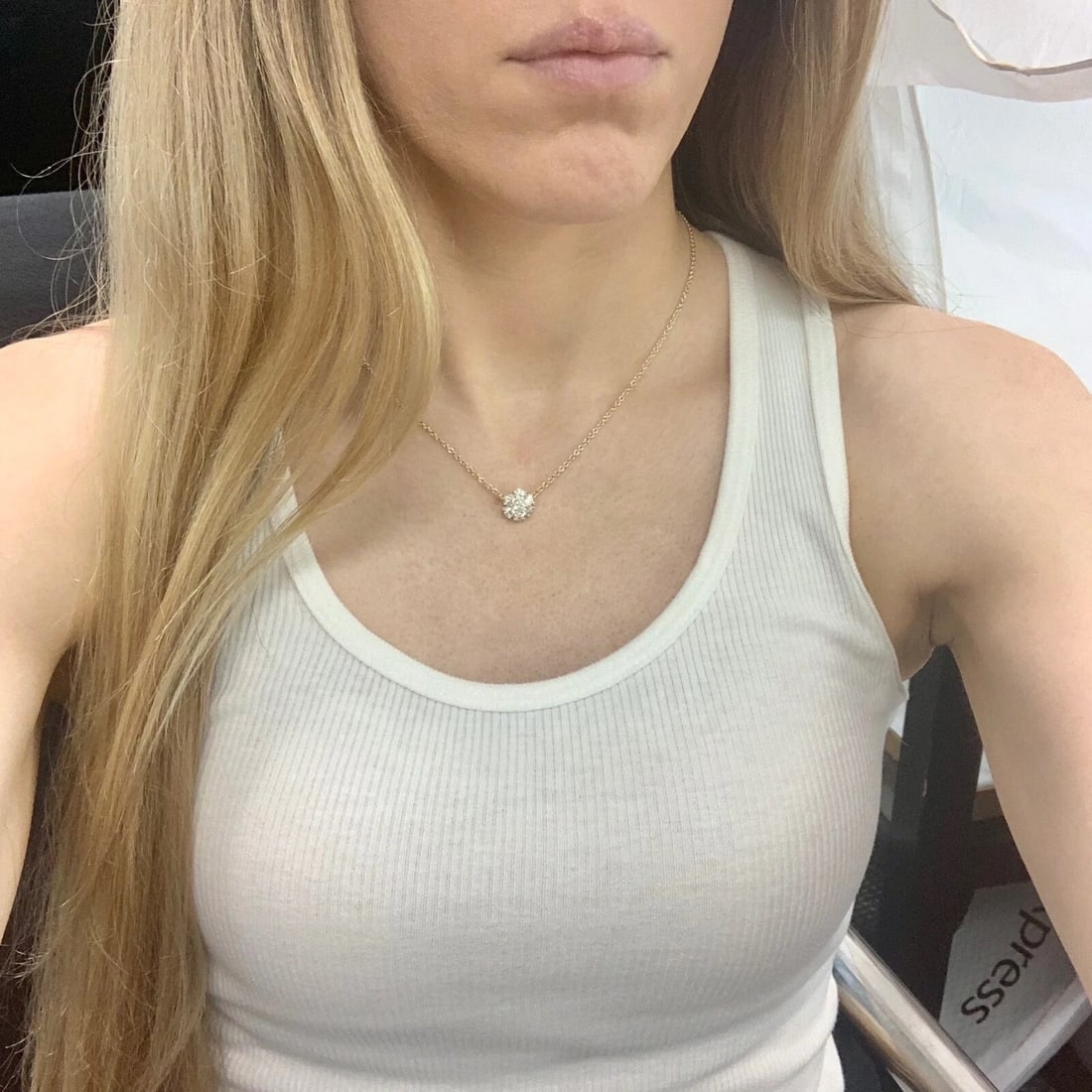 Round Cluster Flower Diamond Pendant Necklace 14K Yellow Gold 1.15 CTW - 5