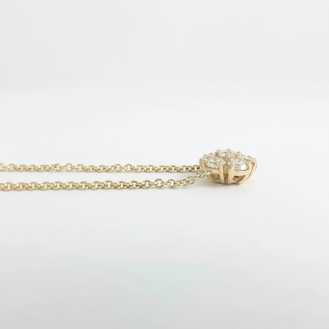 Round Cluster Flower Diamond Pendant Necklace 14K Yellow Gold 1.15 CTW - 6
