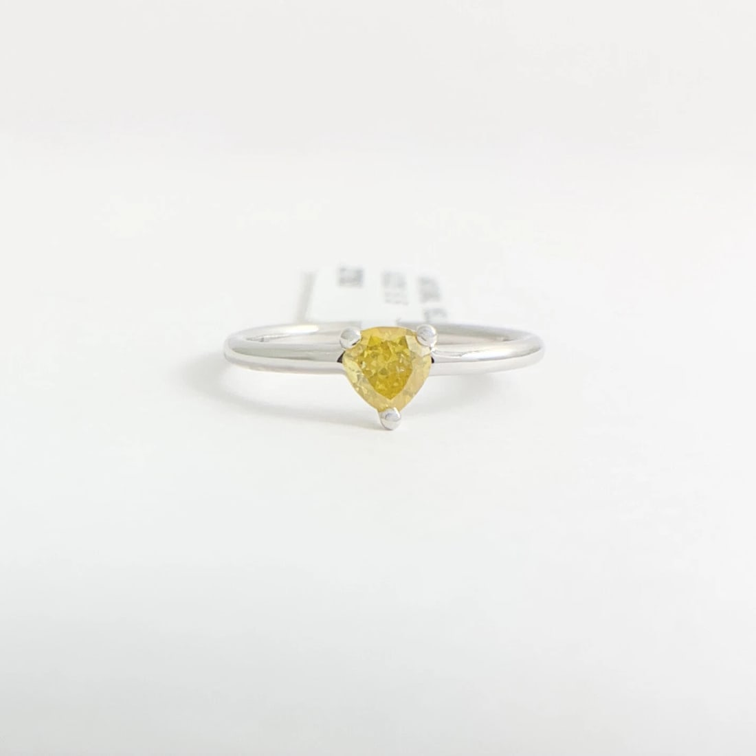 Yellow Diamond Heart Statement Ring 14K White Gold .41 CT - 8