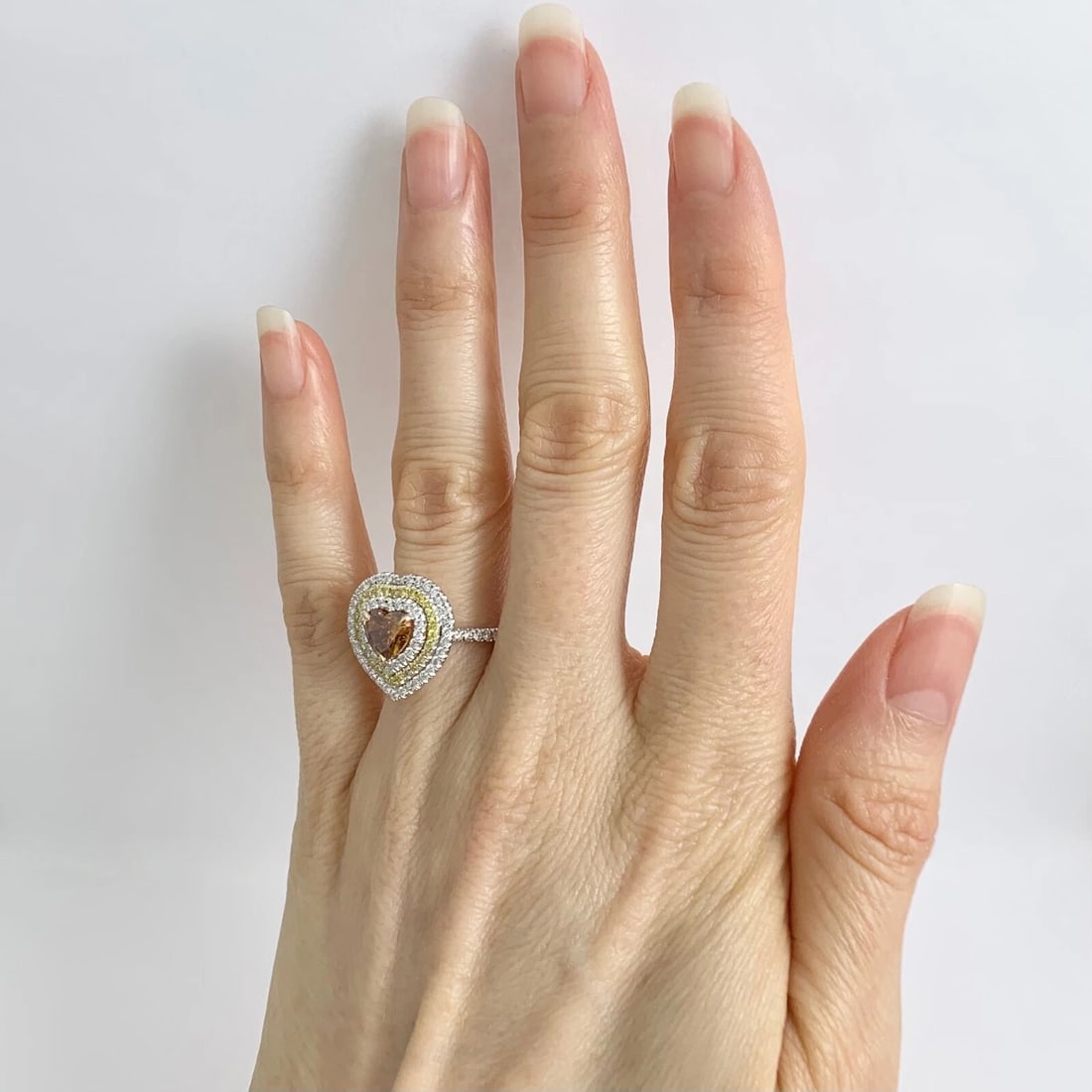 GIA Fancy Brown Orange Yellow Heart Diamond Halo Ring 18K White Gold 1.92 CTW - 5