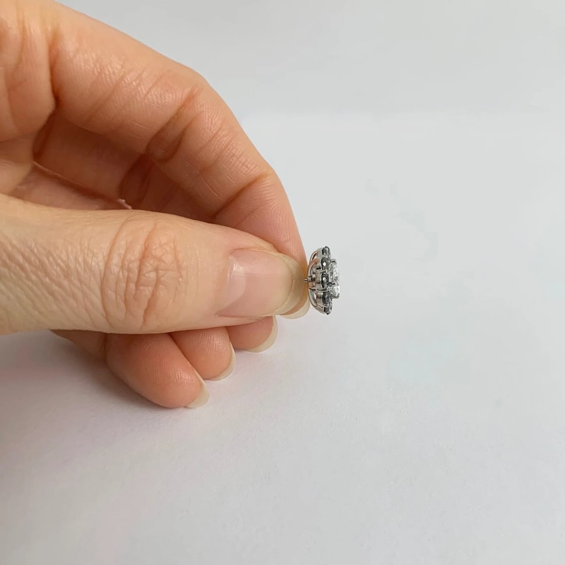 Black Diamond Halo Earring Jackets Enhancers 14K White Gold for 1.50 CTW Studs - 5