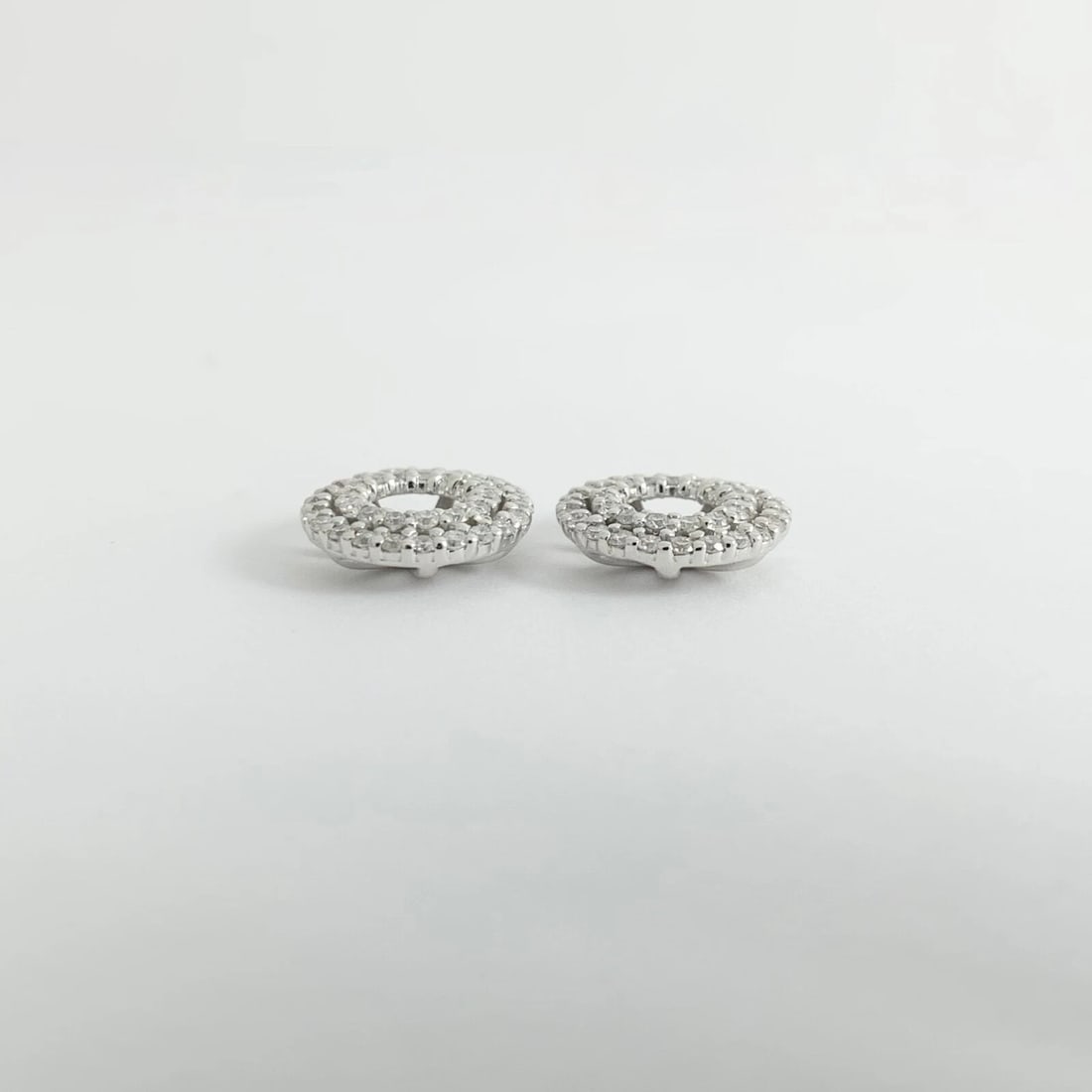 Double Halo Diamond Earring Jackets Enhancers 14K White Gold for 1.00 CTW Studs - 7