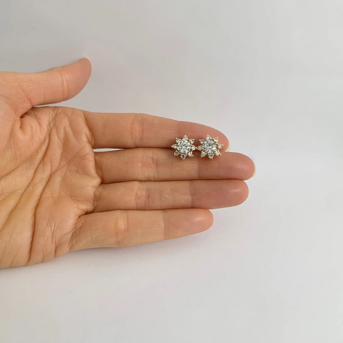 Star Diamond Halo Earring Jackets Enhancers 14K Yellow Gold for 1.50 CTW Studs - 4