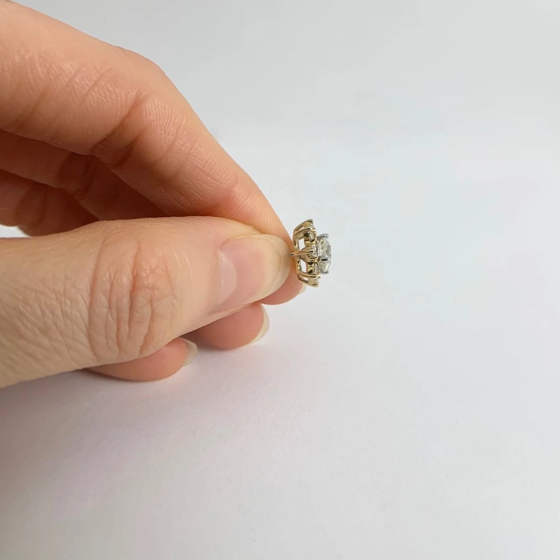 Star Diamond Halo Earring Jackets Enhancers 14K Yellow Gold for 1.50 CTW Studs - 5