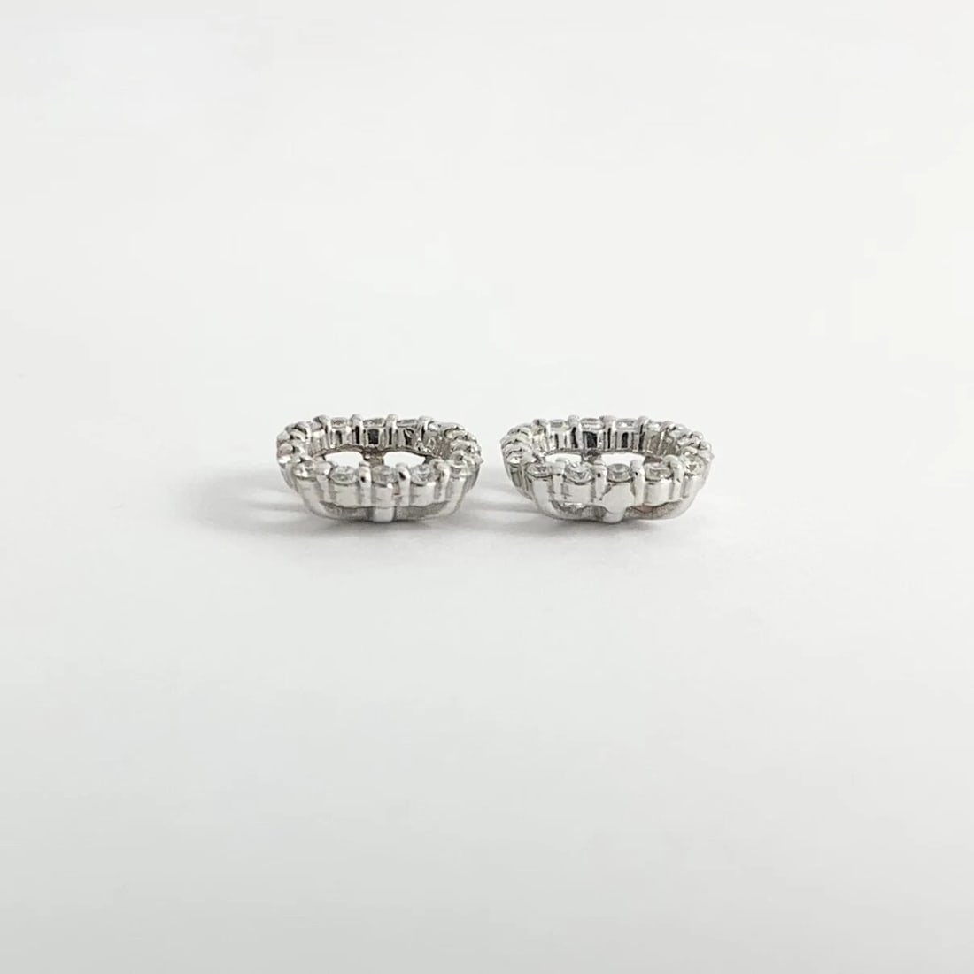 Cushion Diamond Halo Earring Jackets Enhancers 14K White Gold for 2.00 CTW Studs - 7