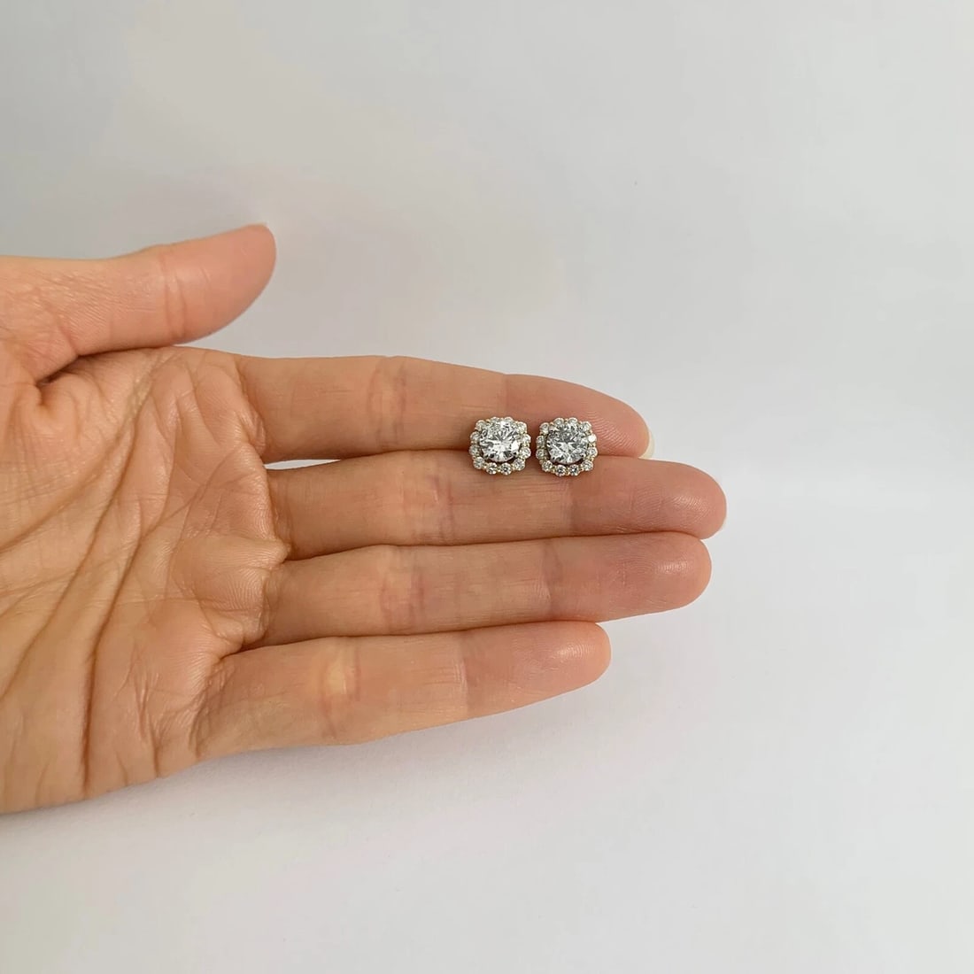 Cushion Diamond Halo Earring Jackets Enhancers 14K Yellow Gold for 1.50 CTW Stud - 4