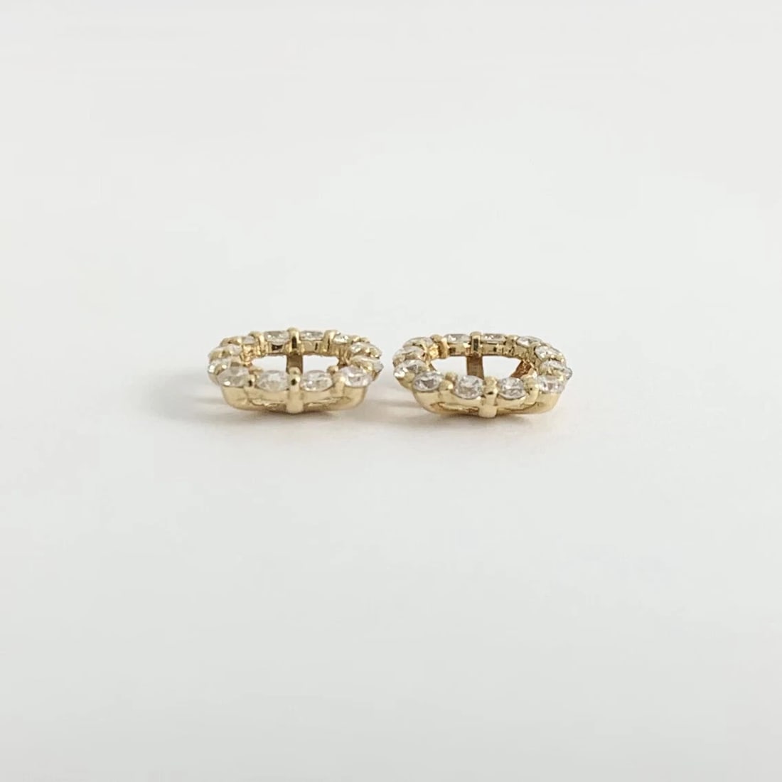 Cushion Diamond Halo Earring Jackets Enhancers 14K Yellow Gold for 1.50 CTW Stud - 7