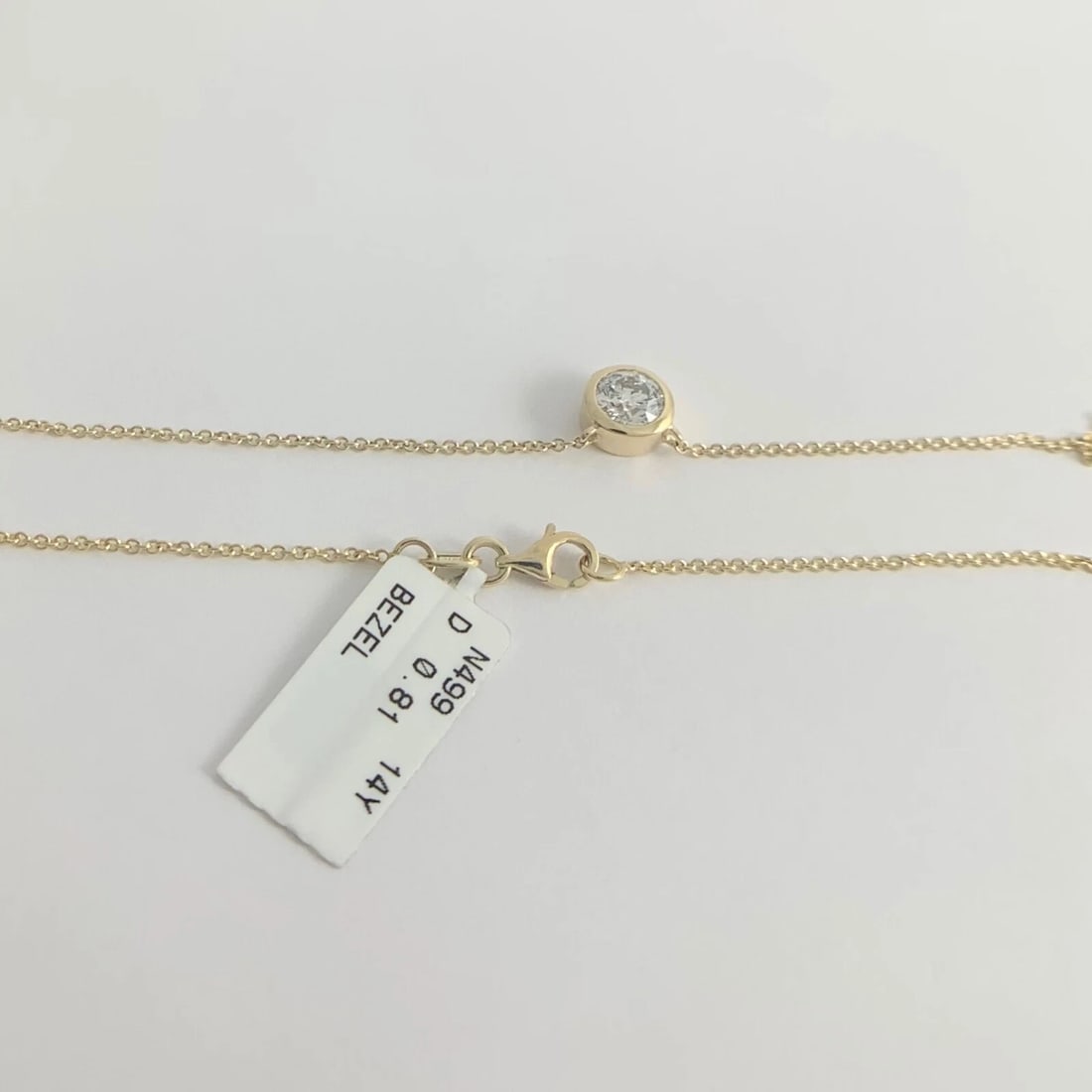 Round Solitaire Diamond Bezel Pendant Necklace 14K Yellow Gold .81 CT, 16 Inches - 10