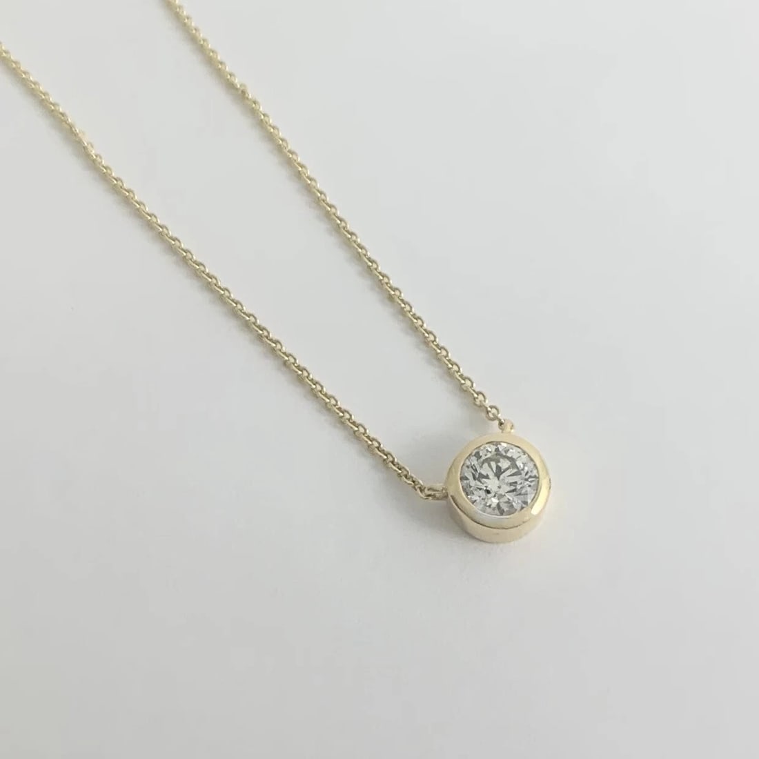 Round Solitaire Diamond Bezel Pendant Necklace 14K Yellow Gold .81 CT, 16 Inches - 7
