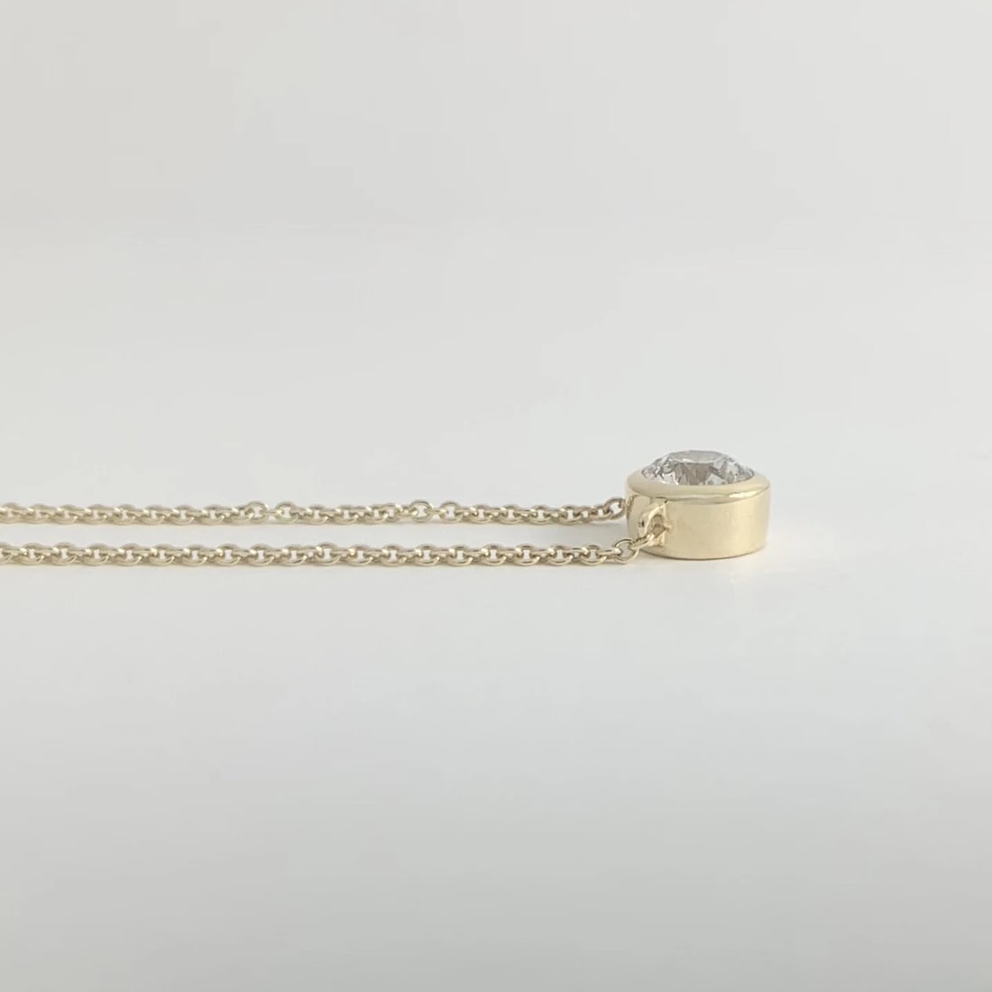 Round Solitaire Diamond Bezel Pendant Necklace 14K Yellow Gold .81 CT, 16 Inches - 8