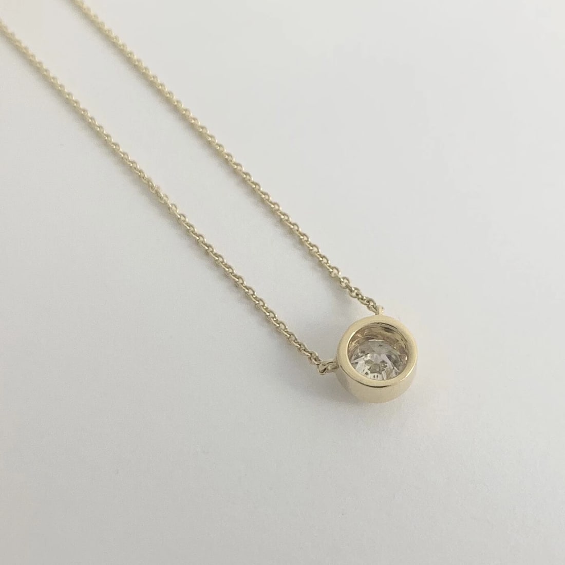 Round Solitaire Diamond Bezel Pendant Necklace 14K Yellow Gold .81 CT, 16 Inches - 9