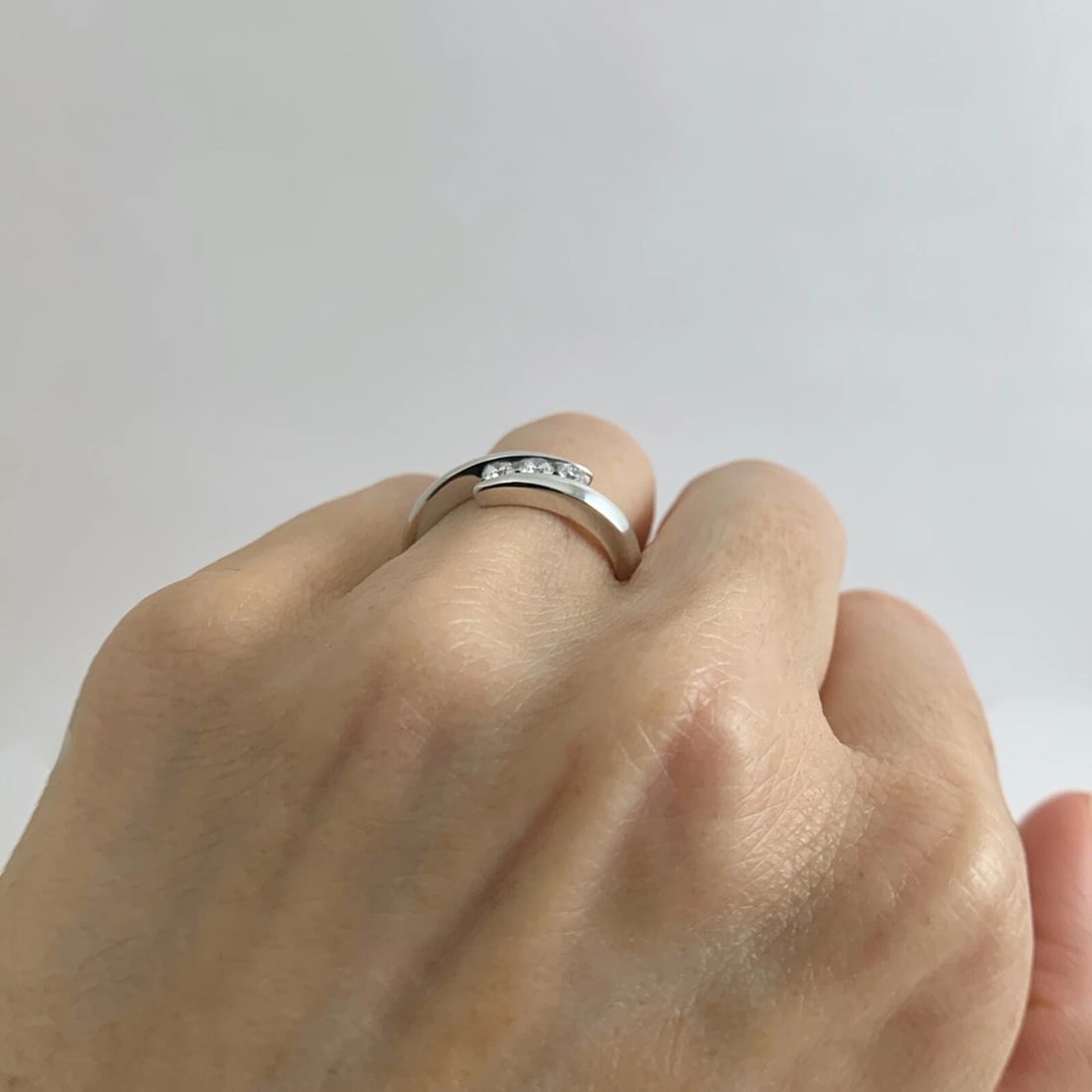 3-Stone Diamond Crossover Wrap Statement Ring 14K White Gold, .30 CTW, 3.89 Gram - 6