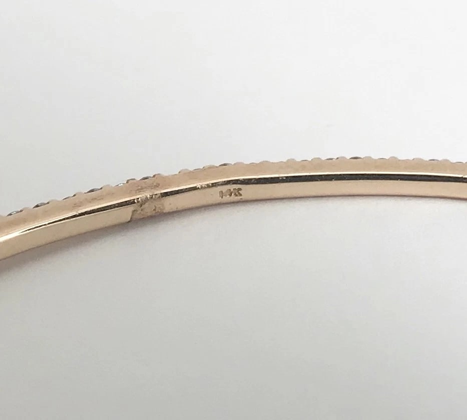 Diamond Eternity Bangle Bracelet in 14K Pink Rose Gold, 1.50 CTW, 7.47 Grams - 12