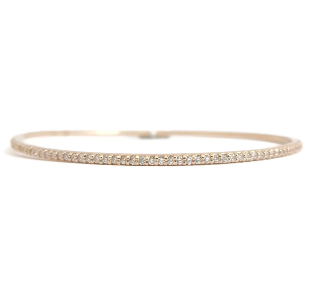 Diamond Eternity Bangle Bracelet in 14K Pink Rose Gold, 1.50 CTW, 7.47 Grams - 2