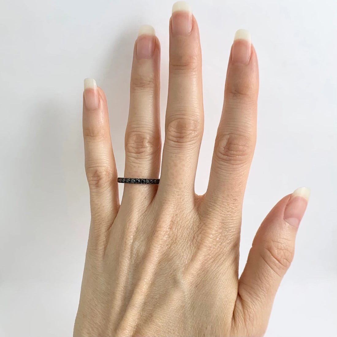 Black Diamond Eternity Band Ring 18K Black White Gold, 1.04 CTW, Size 6, 2.02 Gr - 5