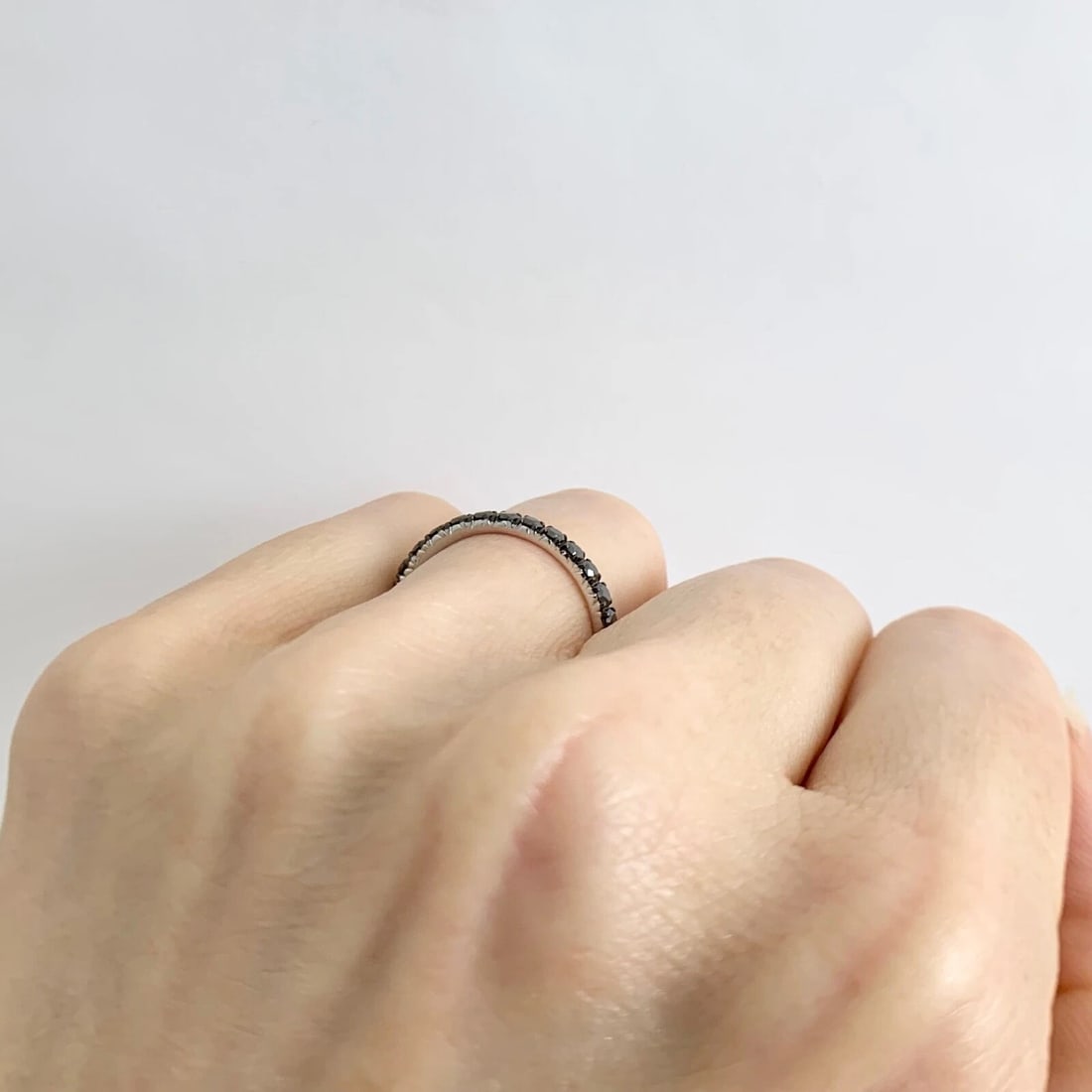 Black Diamond Eternity Band Ring 18K Black White Gold, 1.04 CTW, Size 6, 2.02 Gr - 6