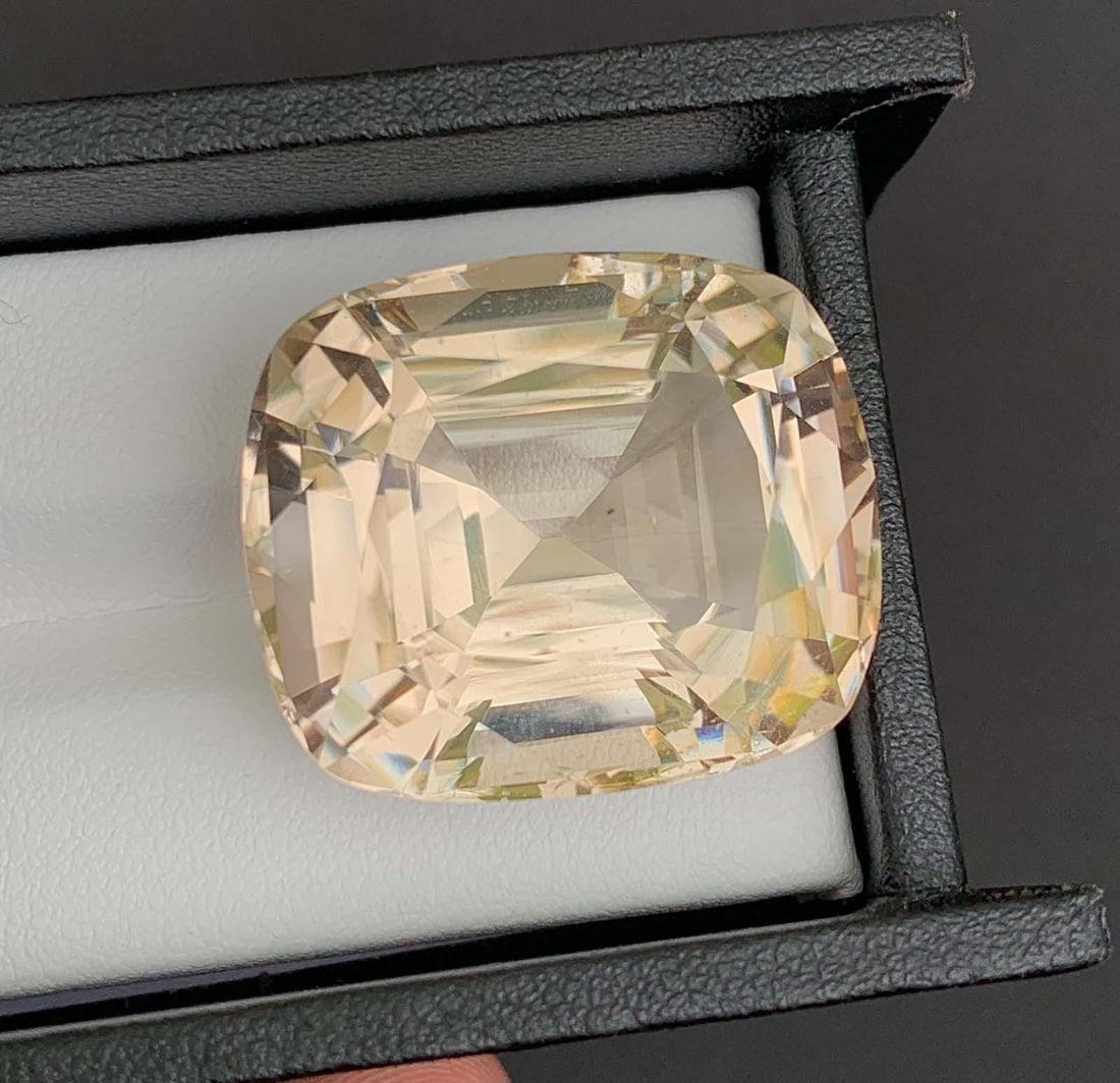 Natural Imperial Topaz Gemstone: Golden Cushion Cut, 75.60 Carats - 6