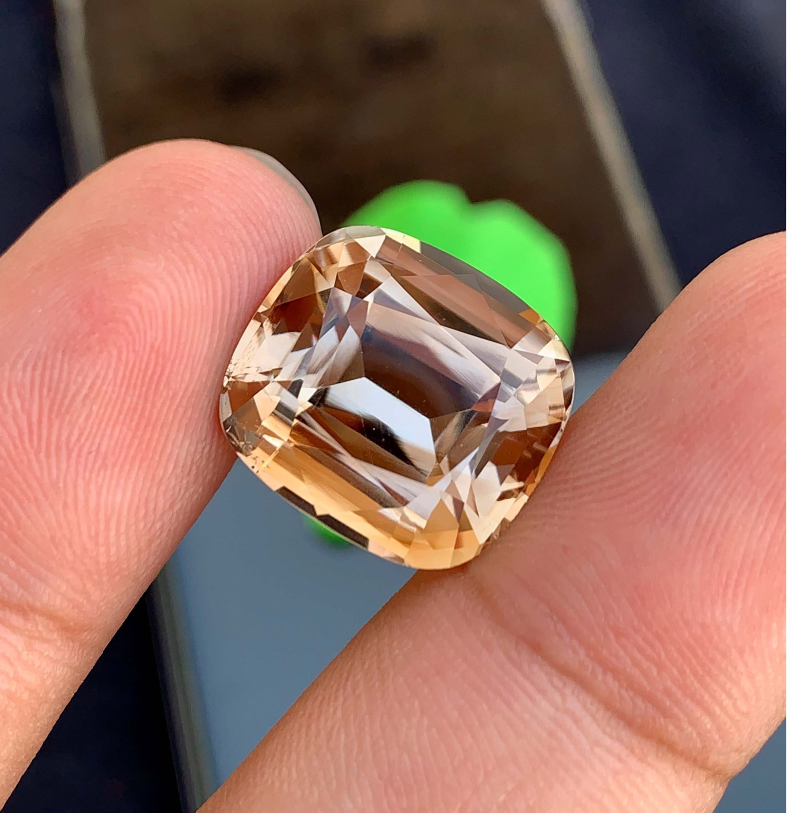 Natural Golden Imperial Topaz Gemstone: Faceted Cushion Cut, 25.10 Carats: Title:Natural Golden Imperial Topaz Gemstone: Faceted Cushion Cut, 25.10 Carats Description:Materials: Gemstone: Topaz Carat weight: 25.10 Natural Imperial Topaz Gemstone, Golden Color Faceted Cushion