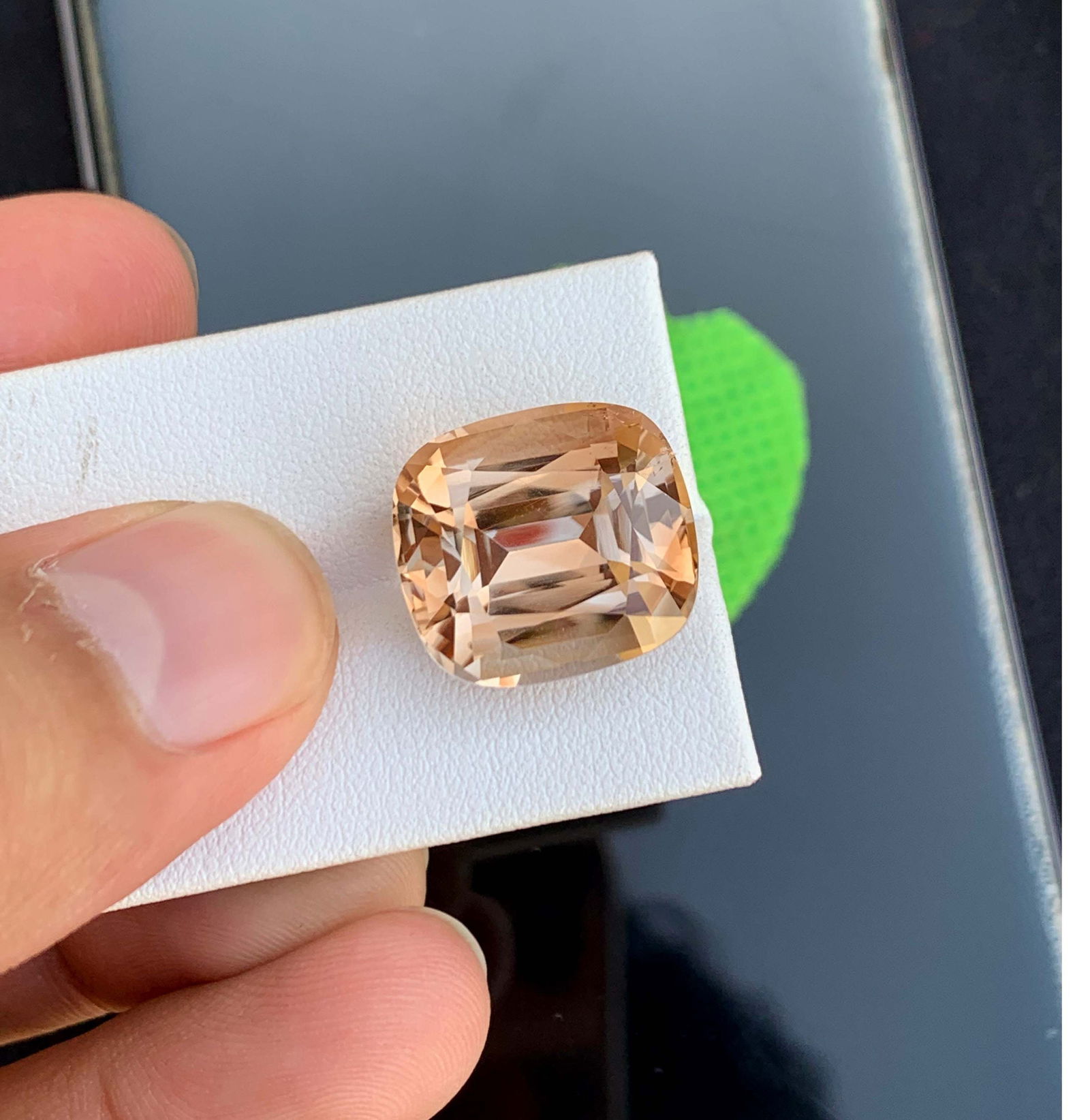 Natural Golden Imperial Topaz Gemstone: Faceted Cushion Cut, 25.10 Carats - 3