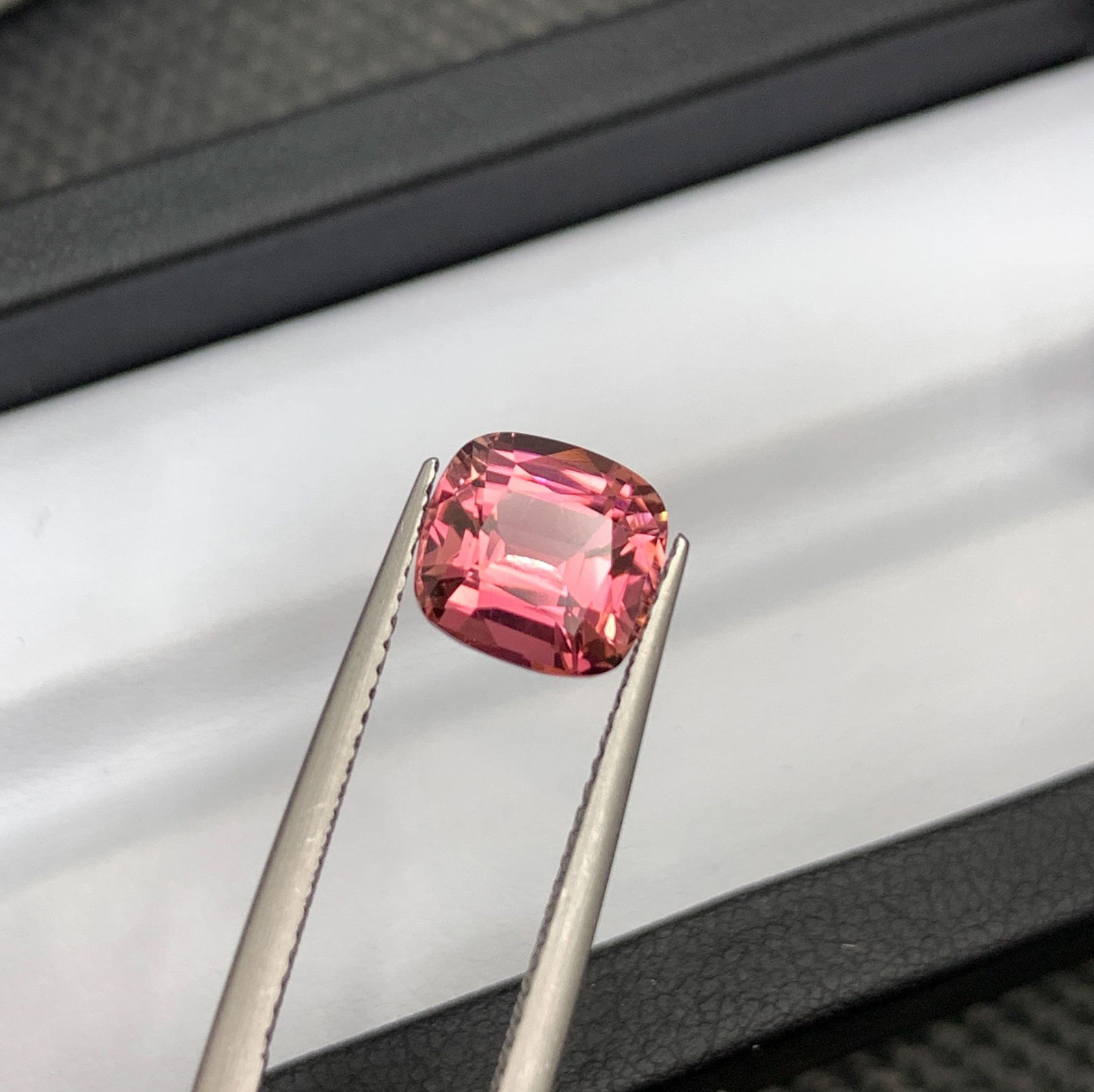 Reddish Hot Pink Tourmaline Gemstone: 2.65 Carat Cushion Cut - 8