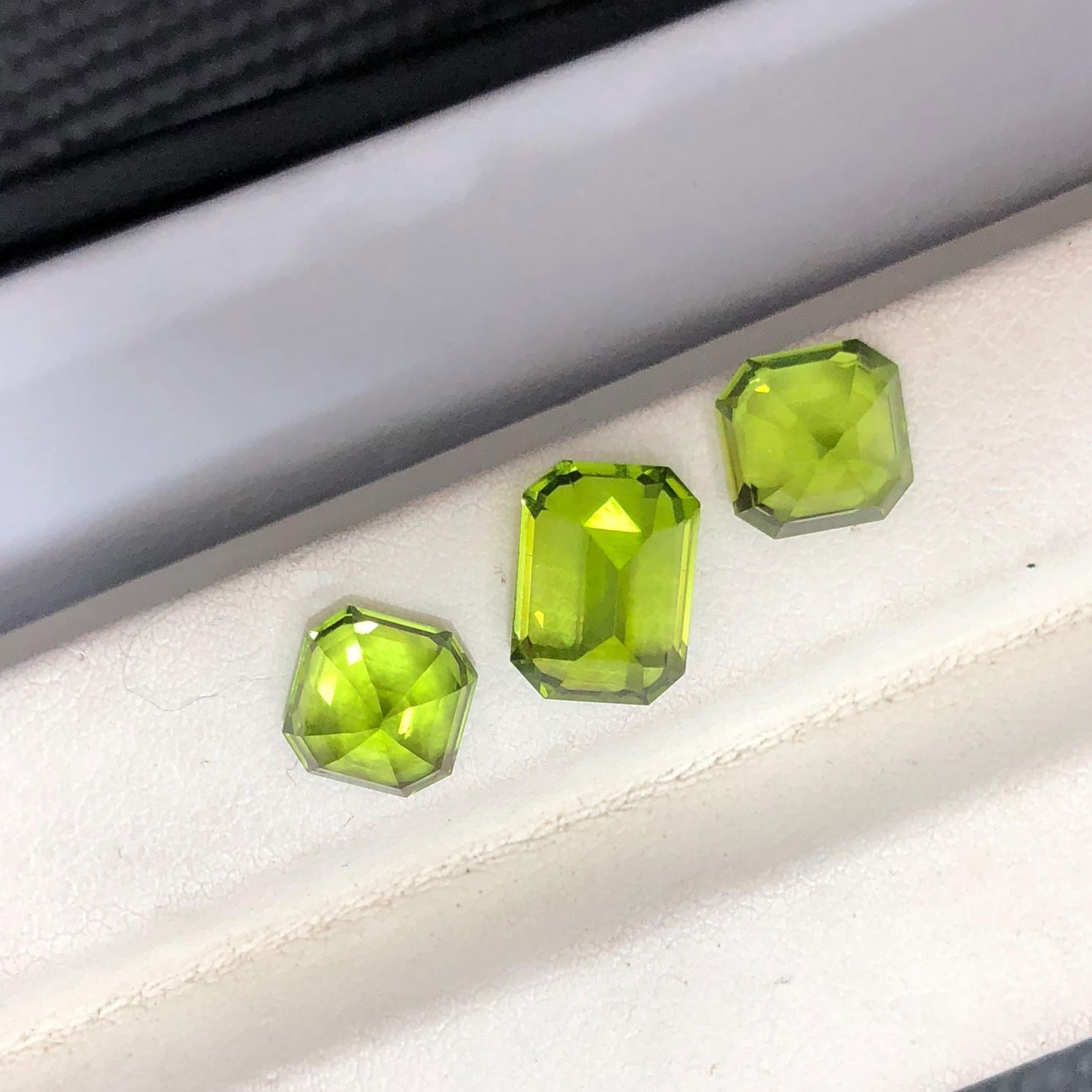 Apple Green Peridot Gemstone Set: Emerald & Asscher Cut, Sapat Valley - 9